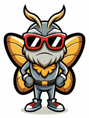 colorful illustration of a cartoon butterfly mascot character