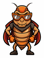 colorful illustration of a cartoon cockroach mascot character