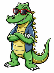 Fototapeta premium colorful illustration of a cartoon crocodile mascot character