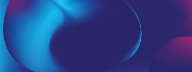 Abstract blue and purple liquid wavy shapes futuristic banner. Glowing retro waves vector background