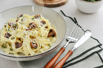 Mushroom pasta with  parmesan cheese