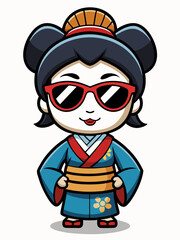 Fototapeta premium colorful illustration of a cartoon geisha woman character