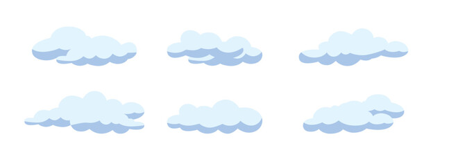 Set Clouds Cartoon Vector Illustration