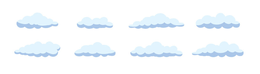 Set Clouds Cartoon Vector Illustration