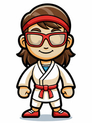 colorful illustration of a karate woman mascot