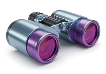 A pair of binoculars featuring violet lenses, ideal for long distance observation and exploration