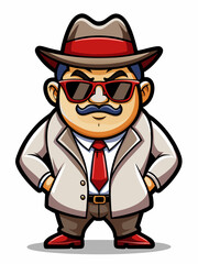 colorful illustration of a mafia man mascot