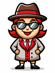 colorful illustration of a mafia woman mascot