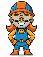colorful illustration of a miner woman mascot