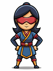 colorful illustration of a ninja woman mascot