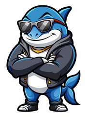 Obraz premium colorful illustration of a gangster orca mascot