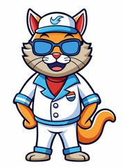 colorful illustration of a sailor cat mascot