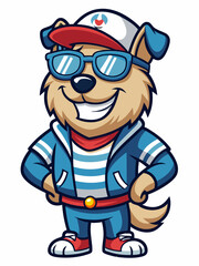 colorful illustration of a sailor dog mascot