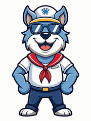 Naklejka premium colorful illustration of a sailor dog mascot