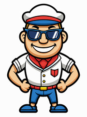 colorful illustration of a sailor man mascot