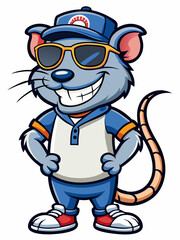 colorful illustration of a sailor rat mascot