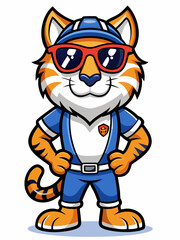 colorful illustration of a sailor tiger mascot