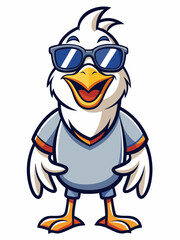 colorful illustration of a seagull mascot