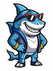 colorful illustration of a shark mascot