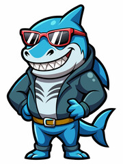 colorful illustration of a shark mascot
