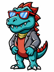 colorful illustration of a spinosaurs mascot