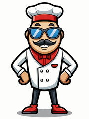 colorful illustration of a waiters man mascot