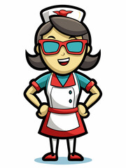 colorful illustration of a waiters woman mascot