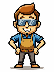 colorful illustration of a woodworker man mascot