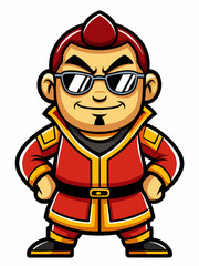 colorful illustration of a wushu man mascot
