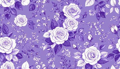 クラシカルな紫のヴィンテージフラワーデザインClassic Vintage Floral Design in Purple Tones