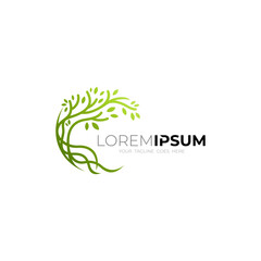 Nature logo, big tree logo with fertility icon, green color