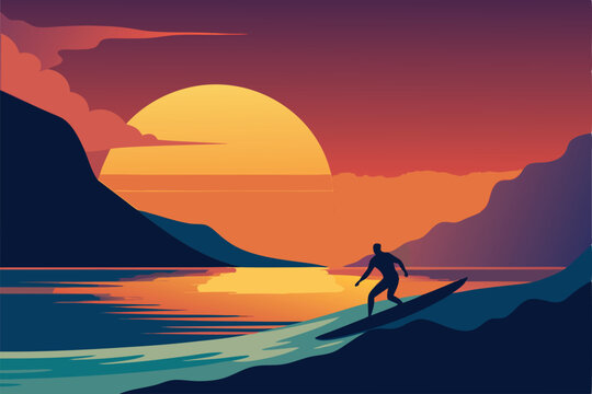 surfing at sunrise with ocean splash    (1).eps