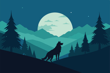 werewolf forest under full moon  .eps