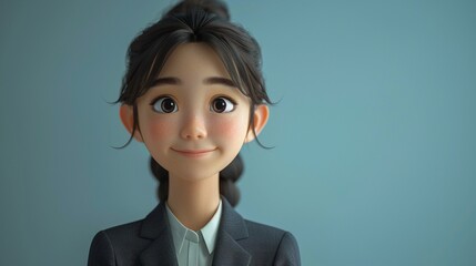 Cute Asian Cartoon Female in Suit/スーツ姿の可愛いアジア系カートゥーン女性8