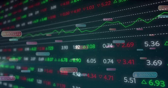 Opening dashboard chart fluctuating with data updating bars sliding panning showing market activity - Powered by Adobe