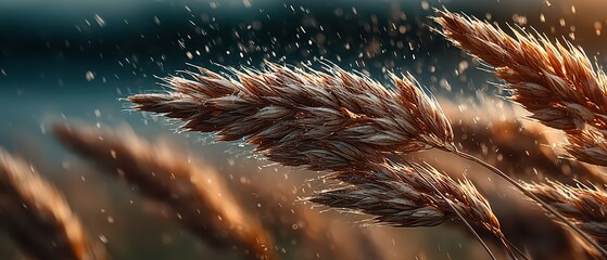 Fototapeta premium Wildgrass swaying in the golden sunlight outdoors