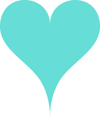 Heart Silhouette Icon – PNG Cyan Love Symbol Clipart on Transparent Background