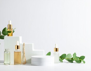 cosmetic products and flowers