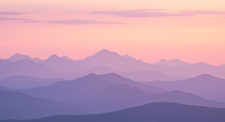 Pastel Sunset Over Mountain Ranges