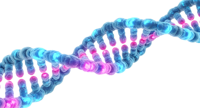 Double helix dna molecule structure isolated on transparent background