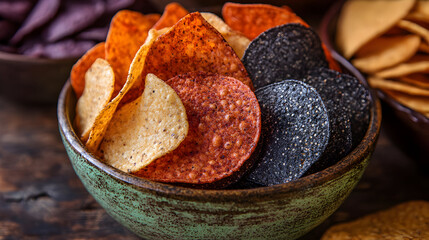 Assorted tortilla chips in a bowl