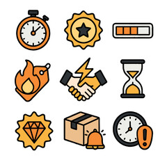 Limited offer bar icon label vector quick badge flame stock countdown item