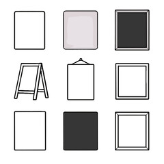 Mockup boards icon simple outline minimal frame thin chalkboard menu panel vector