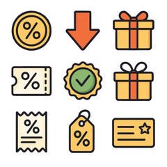 Gift price icons markdown icon coupon arrow discount vector bundle bonus dotted