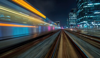 Fototapeta premium Night cityscape transit, blurred motion