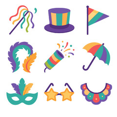 Streamer mask icon boa vector hat star collection accessory cannon parade collar