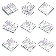 Mag editorial magazine spread mockup grid clean slanted vector isometric icon