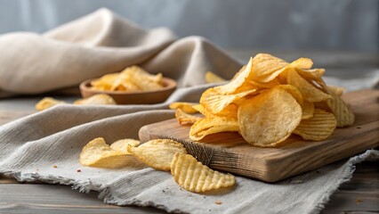 Crispy Potato Chips Pile With Rustic Charm