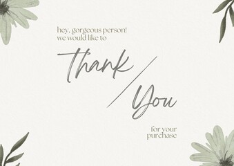 Greeting card template design, thank you card with background, thank you card typography. Part 024