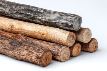 Stacked Rough Wooden Logs, Woodpile Closeup Texture, Timber Natural Background